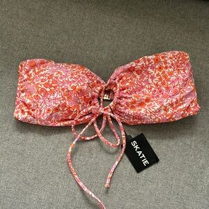 SKATIE Women's Floral Bandeau Top - Pink and Red